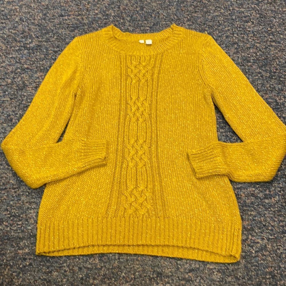 Mustard Cable-Knit Women's Sweater - Classic Crewneck